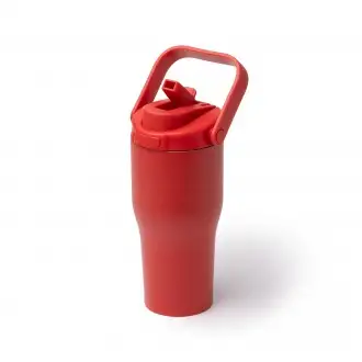 MAPET - Kubek termiczny ze stali nierdzewnej z recyklingu ze słomką i uchwytem, 550ml