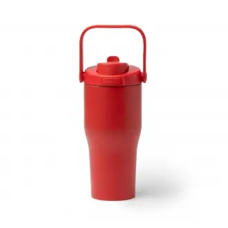 MAPET - Kubek termiczny ze stali nierdzewnej z recyklingu ze słomką i uchwytem, 550ml