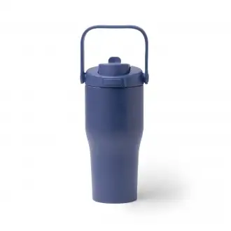 MAPET - Kubek termiczny ze stali nierdzewnej z recyklingu ze słomką i uchwytem, 550ml