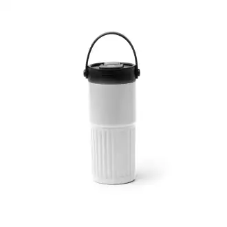 TUMBAT - Kubek termiczny z podwójnymi ściankami ze stali nierdzewnej z recyklingu, słomką i uchwytem, 600ml