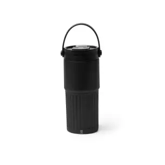 TUMBAT - Kubek termiczny z podwójnymi ściankami ze stali nierdzewnej z recyklingu, słomką i uchwytem, 600ml