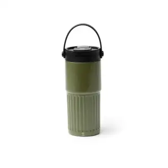 TUMBAT - Kubek termiczny z podwójnymi ściankami ze stali nierdzewnej z recyklingu, słomką i uchwytem, 600ml