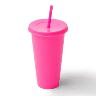 BAKY - Kubek z pokrywką i słomką z PP z recyklingu, 710ml