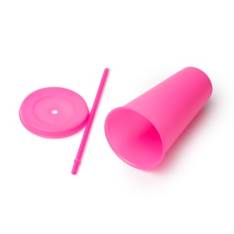 BAKY - Kubek z pokrywką i słomką z PP z recyklingu, 710ml