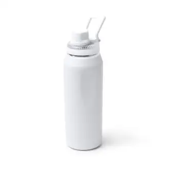 GERALD - Butelka z podwójnymi ściankami ze stali nierdzewnej z recyklingu, zakrętka z uchwytem, 600ml