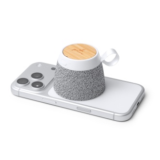 MONARK - Speaker with an RPET and bamboo housing and a magnetic ring for smartphones