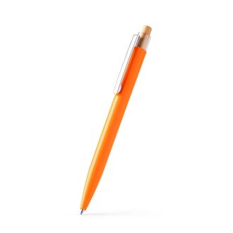 DIKEN - Długopis z korpusem z ABS z recyklingu i bambusowym przyciskiem