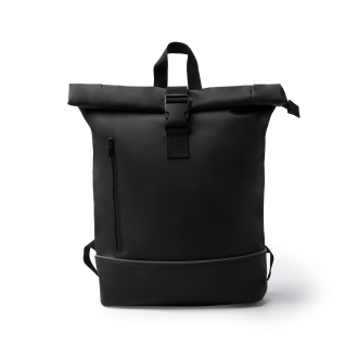VALDEZ - PU and RPET leather backpack with a roll-top closure