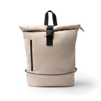 VALDEZ - PU and RPET leather backpack with a roll-top closure