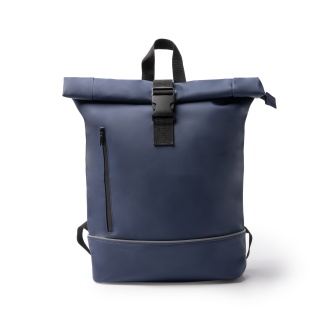VALDEZ - PU and RPET leather backpack with a roll-top closure