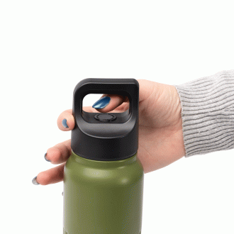 MORONI - Double-walled bottle made from recycled stainless steel with a handle and push-button lid, 500 ml