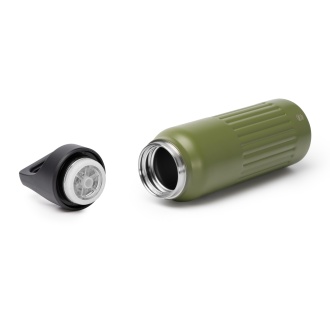 MORONI - Double-walled bottle made from recycled stainless steel with a handle and push-button lid, 500 ml