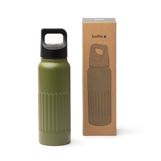 MORONI - Double-walled bottle made from recycled stainless steel with a handle and push-button lid, 500 ml