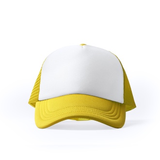 Barny - A polyester baseball cap with a padded front panel in white