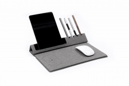 Evopad Charge Eco - Podkładka po mysz z ładowarką bezprzewodową & stojak na telefon wykonana z materiału RPET