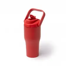 MAPET - Kubek termiczny ze stali nierdzewnej z recyklingu ze słomką i uchwytem, 550ml